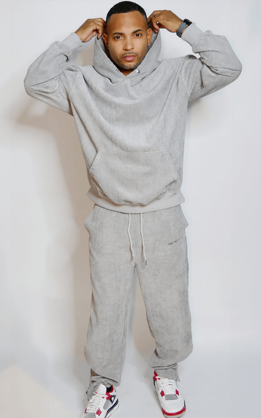 Mens grey best sale jogger set